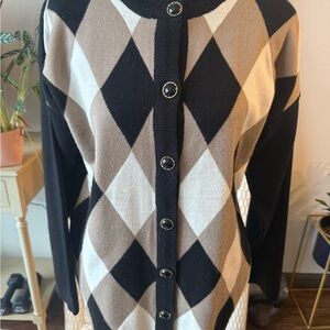 Elegant Cardigan - Black and Tan